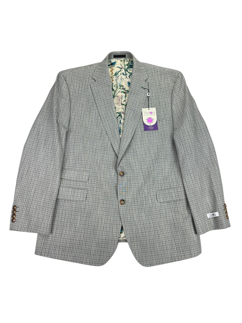 Tayion Mens Agordy Regular Fit Plaid Suit Jacket Gray Green 46R